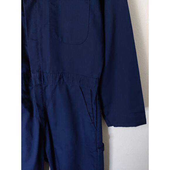 VINTAGE Sears Coverall Roebucks Navy Blue Long Sleeve Zip Button Coveralls 44T - Picture 4 of 12